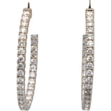 18k White Gold VS Round Diamond Oval Hoop Inside Out Earrings 5.78CT