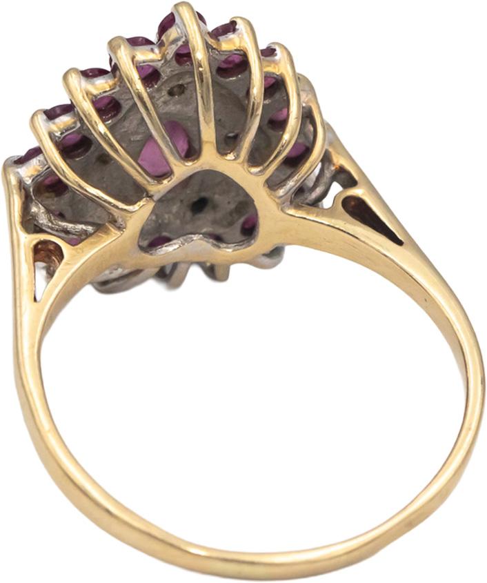 10k Yellow & White Gold 0.75CT Ruby and Diamond Cocktail Ring Size 7.5