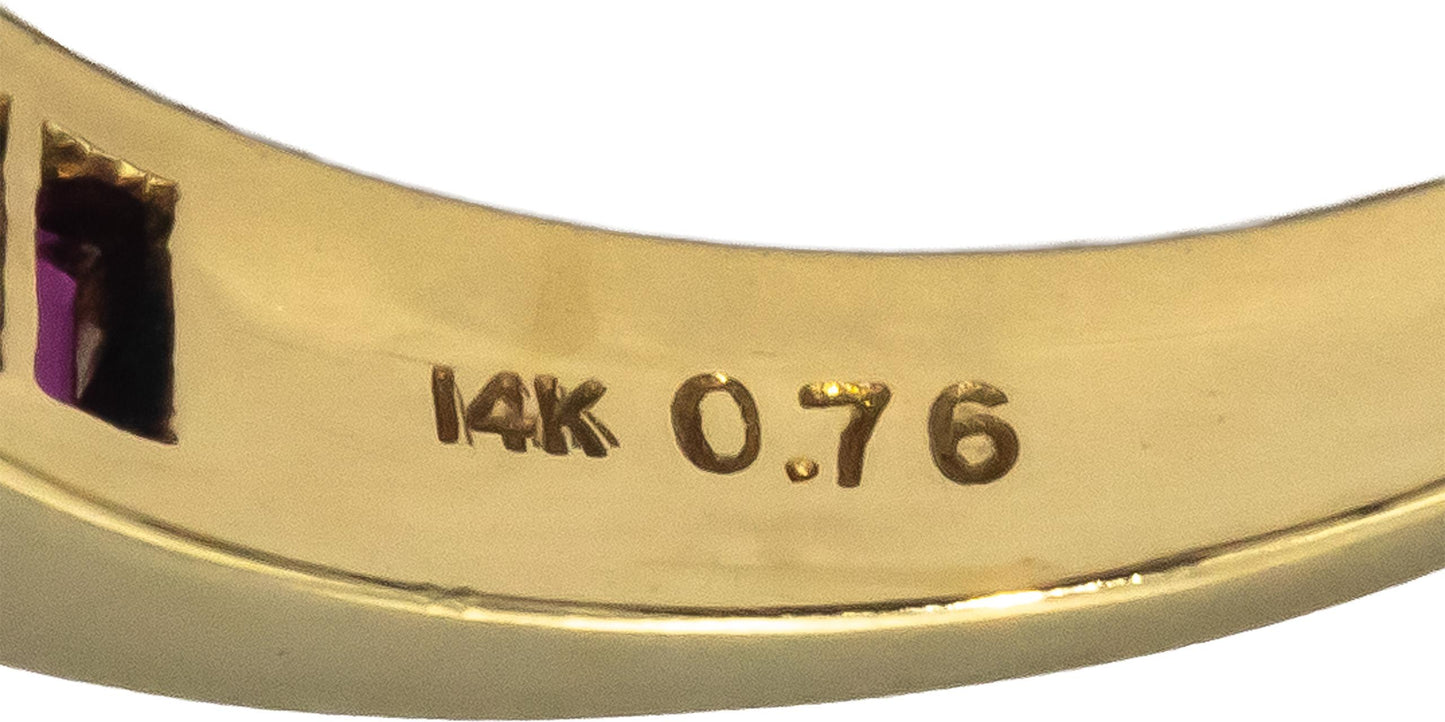 14k Yellow Gold 0.76CT Baguette Cut Channel Set Diamond & Ruby Band Ring Size 7