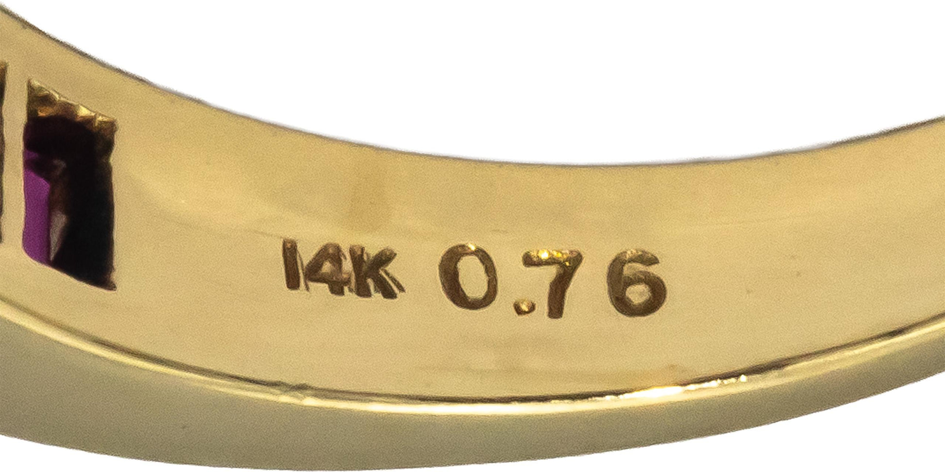 14k Yellow Gold 0.76CT Baguette Cut Channel Set Diamond & Ruby Band Ring Size 7