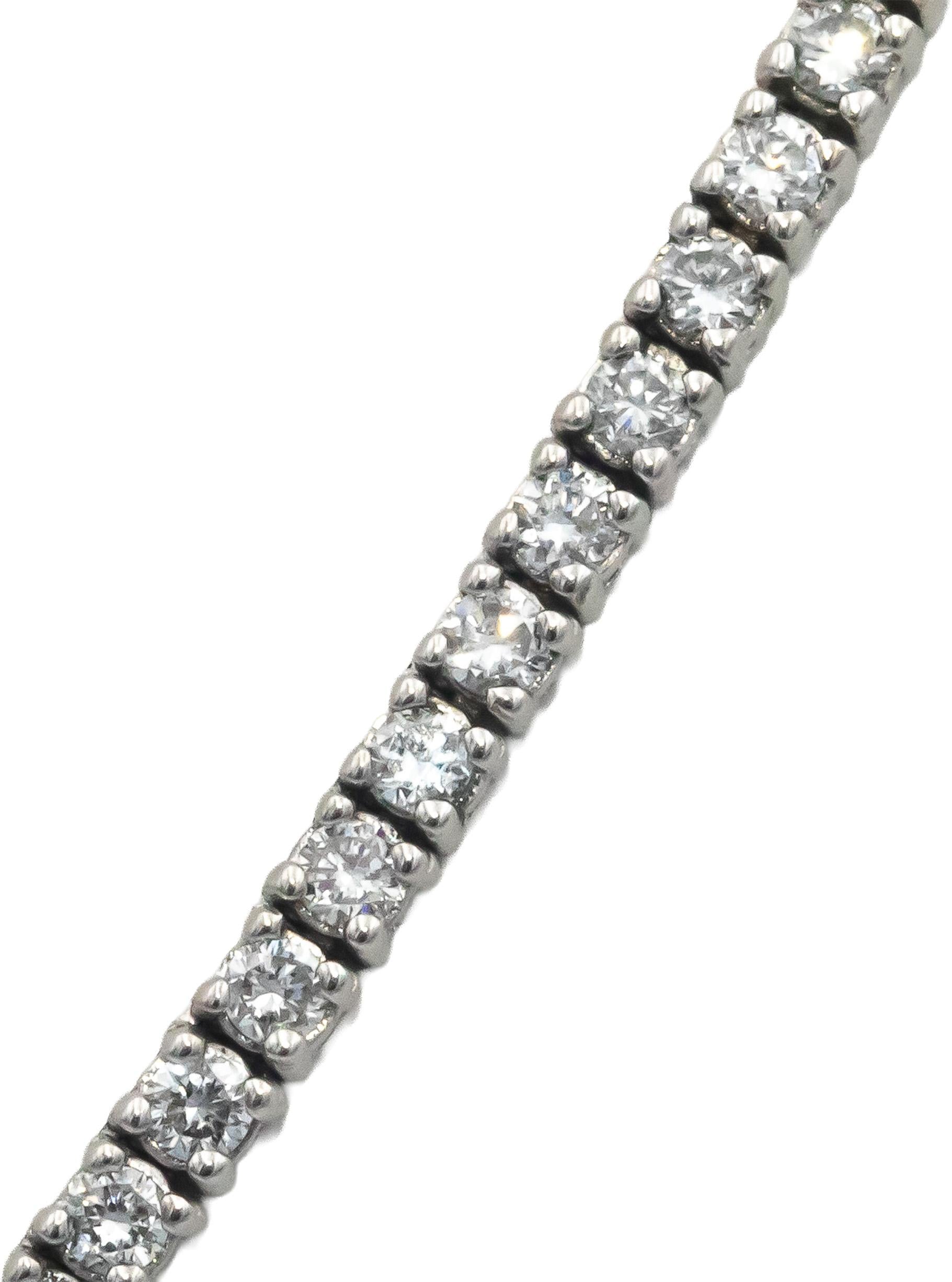 14k White Gold VS1-VS2 Lab Grown Round Cut Diamond Tennis Necklace 6.0CT