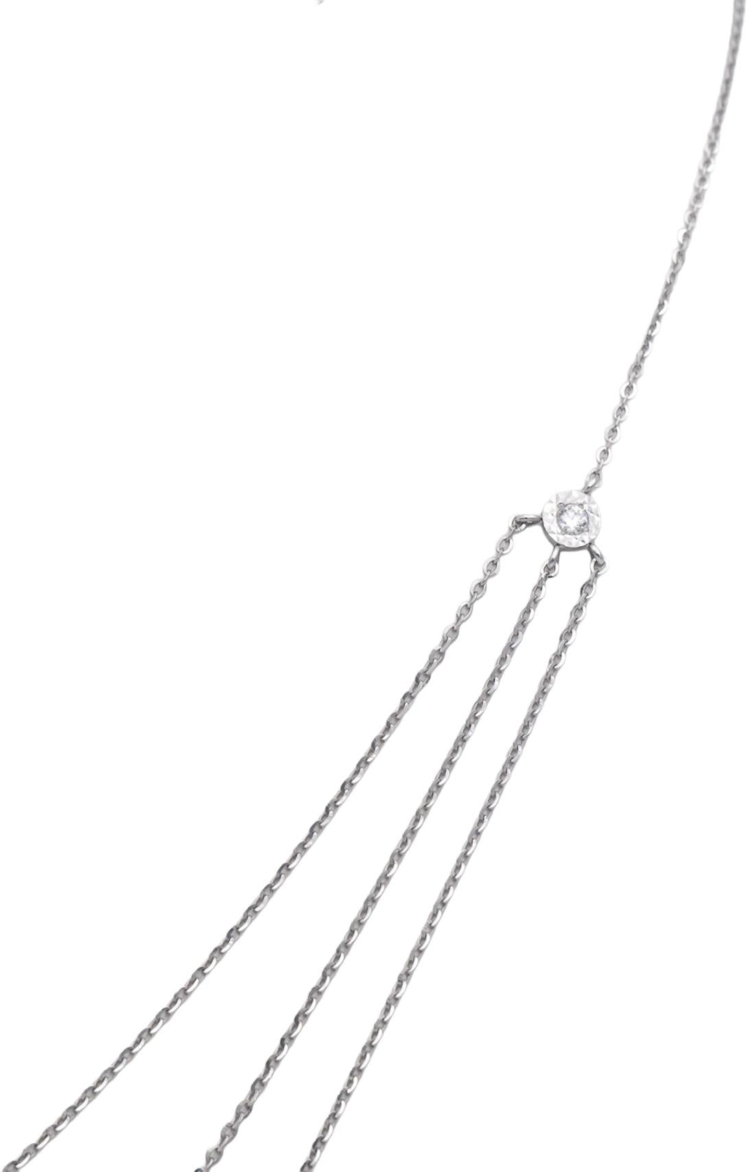 18k White Gold 0.43CT VS Round & Emerald Cut Diamond Formal Necklace