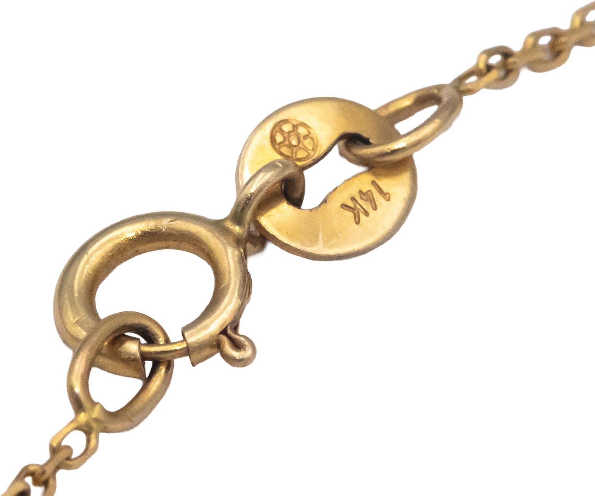 14k Yellow Gold 0.03CT Round Cut Diamond and 4.5mm Pearl Chain Necklace