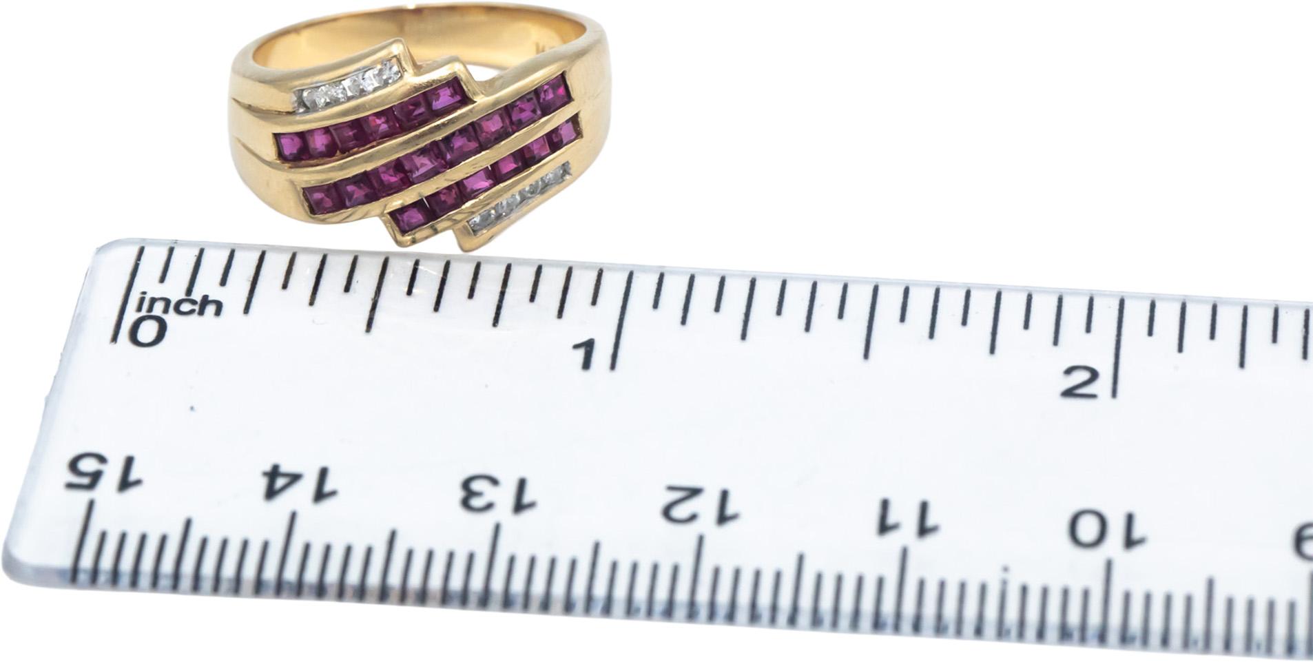 Ruby and Diamond 14k Yellow Gold Channel Set Band Ring 0.70CT Size 7