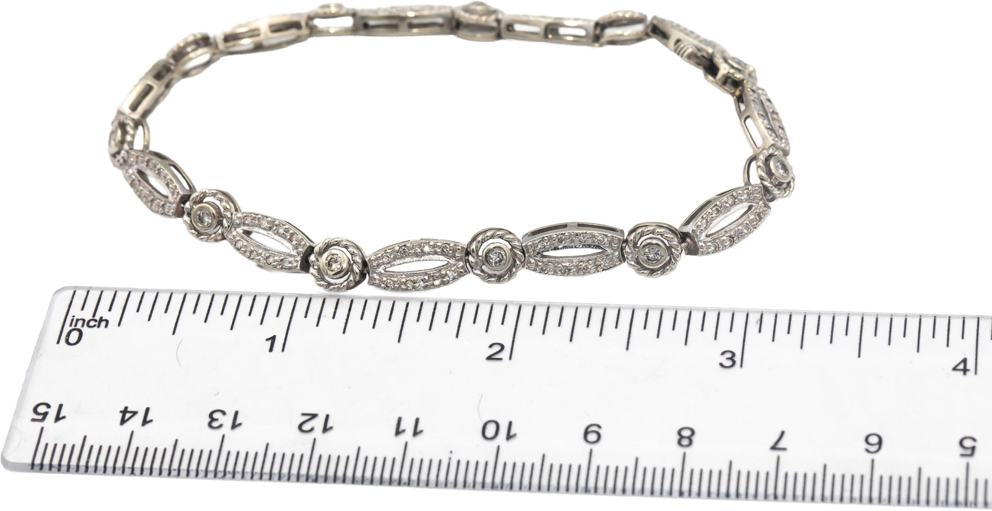 Diamond Round Cut 14k White Gold Jewelry Fancy Link Bracelet 1.0CT