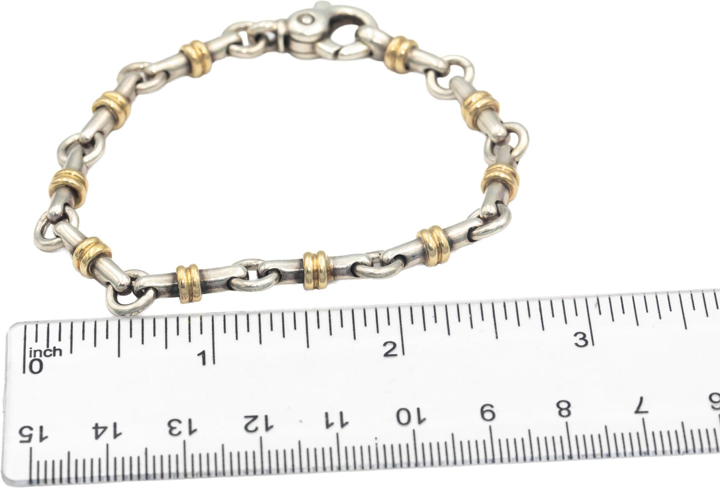 TIFFANY & CO. Sterling Silver 18k Gold Bridle Link Bracelet w/ Pouch