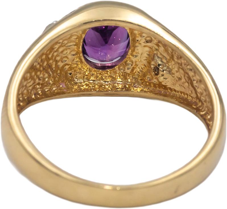 10 Yellow & White Gold Jewelry Amethyst Ring 1.0CT Size 8.75 w/ Diamond Accents
