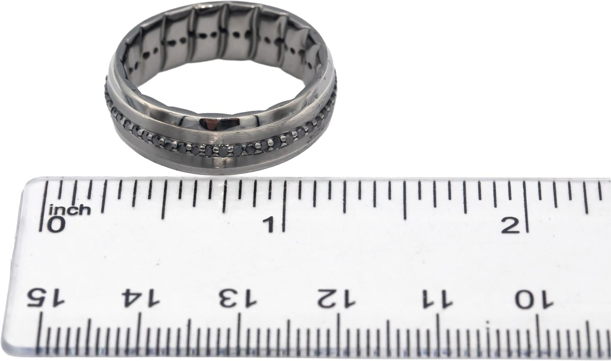 10k Black Gold Round Cut Black Diamond Men's Eternity Ring 0.50CT Size 10.75
