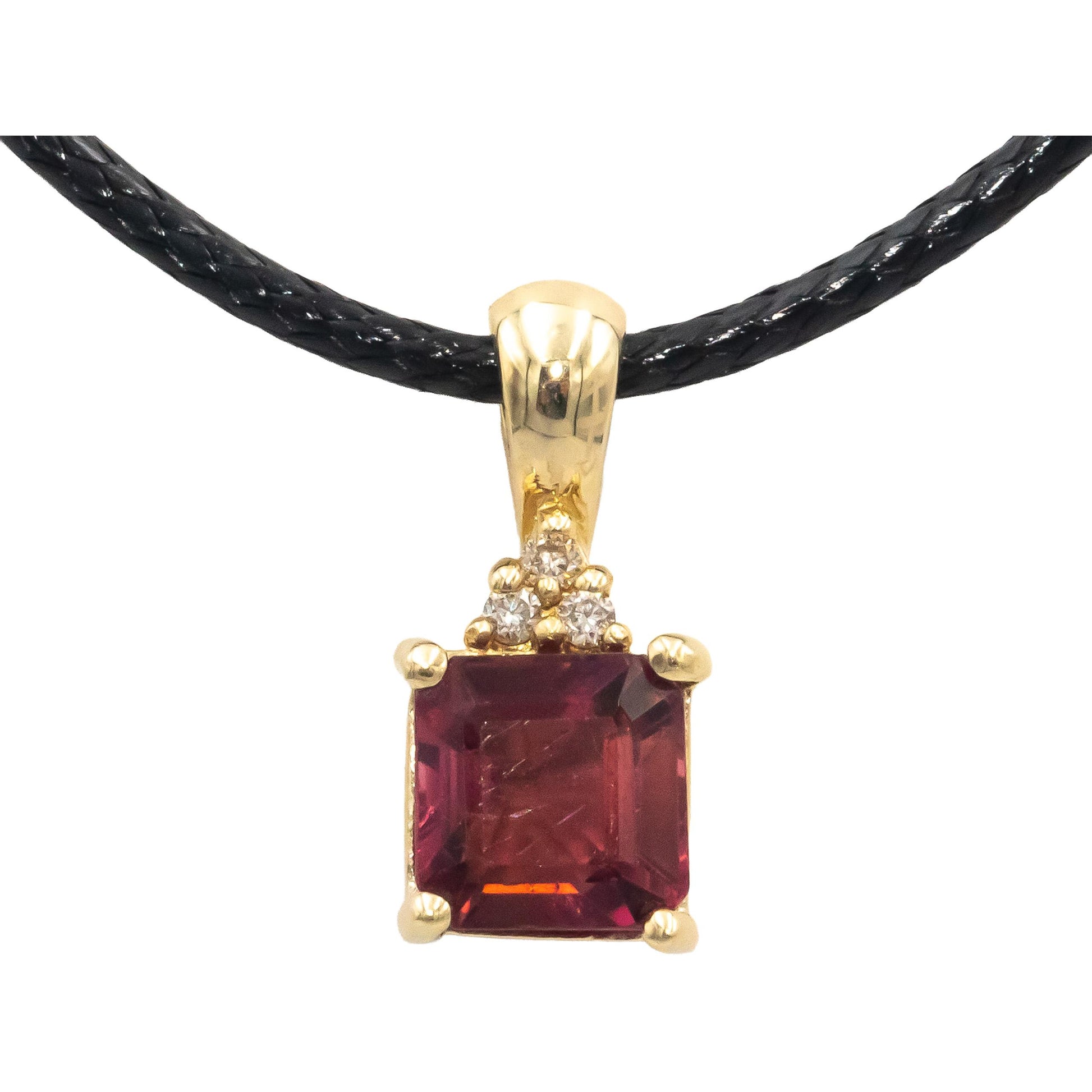 14k Yellow Gold Diamond and Pink Tourmaline Pendant Necklace 1.80CT