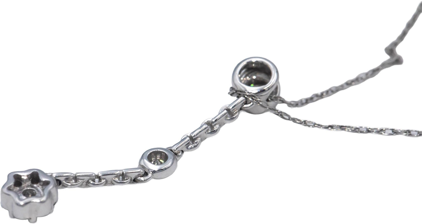 14k White Gold Round Diamond Dangle Pendant Necklace 0.15CT