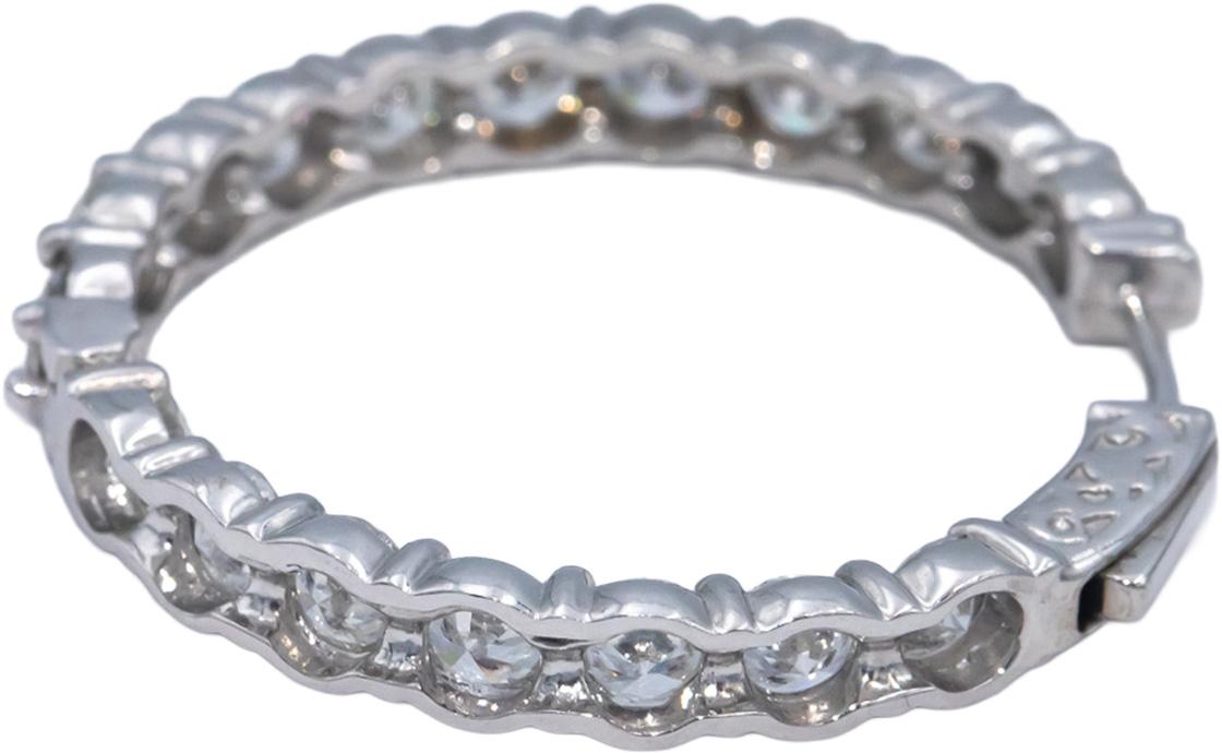 14k White Gold Lab Grown Round Diamond Inside Out Hoop Earrings 9.0CT