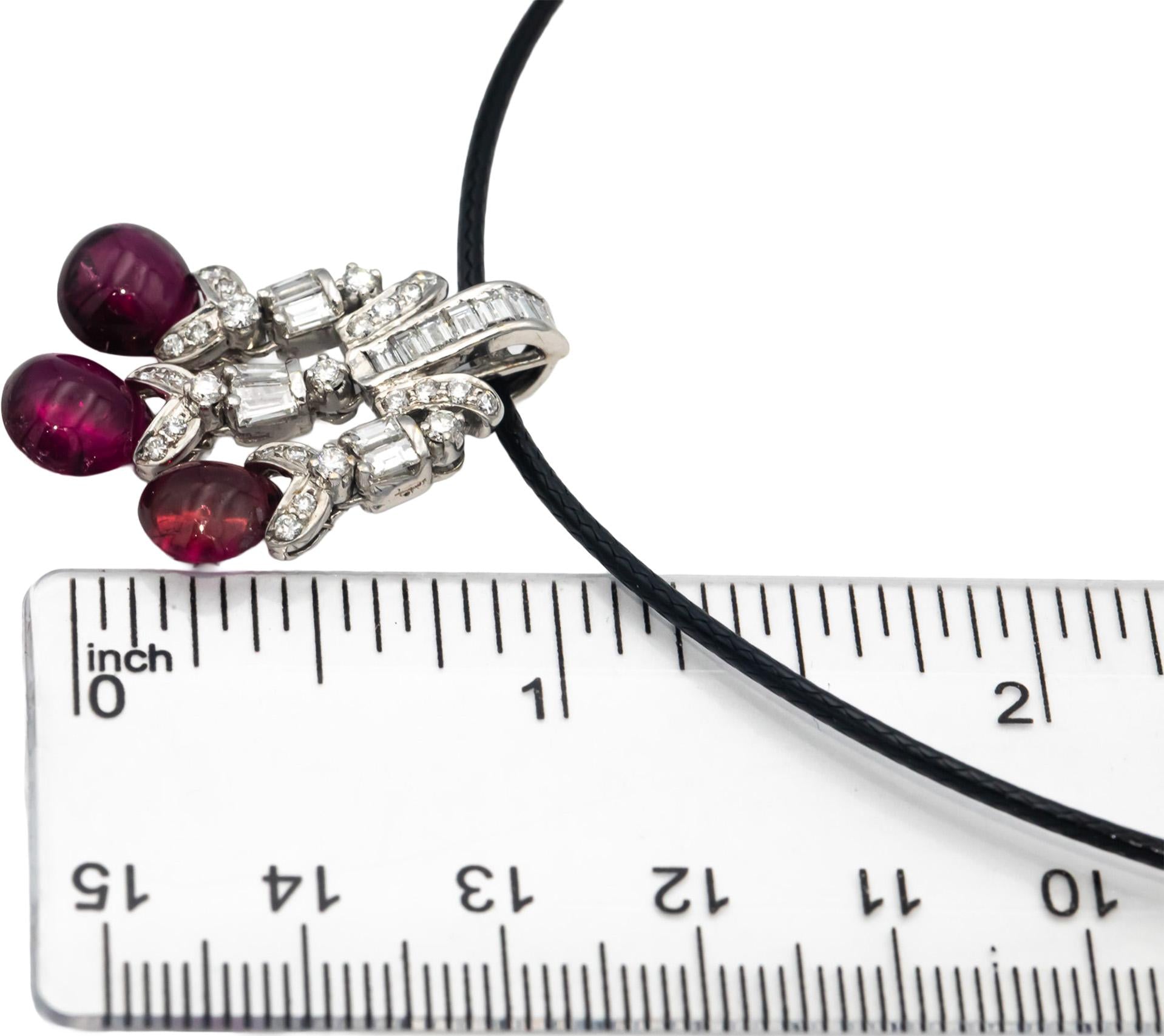 Vintage 18k White Gold VS Diamond & Tourmaline Pendant Necklace 2.73CT