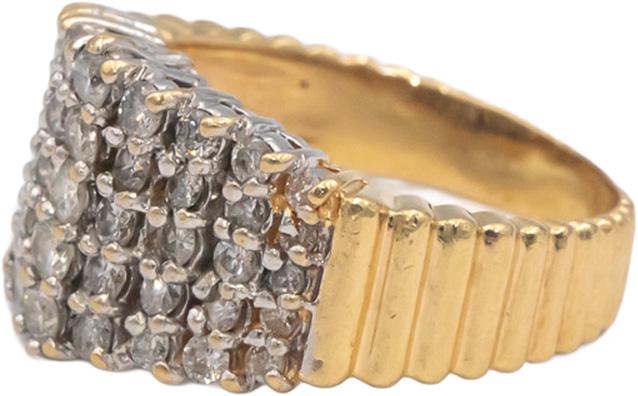 14k Yellow Gold Round Diamond Cluster Cocktail Ring 0.75CT Size 6