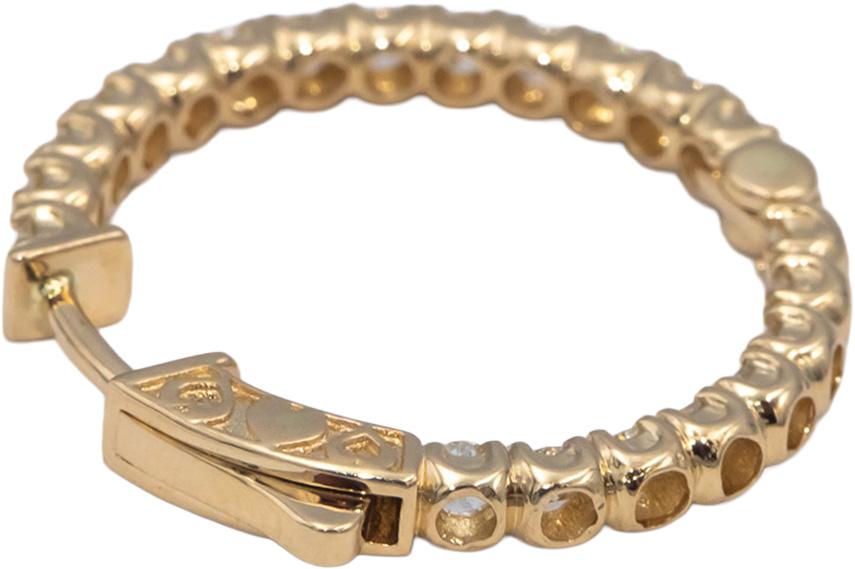 14k Yellow Gold VS Round Diamond Inside Out Circle Hoop Earrings 2.44CT