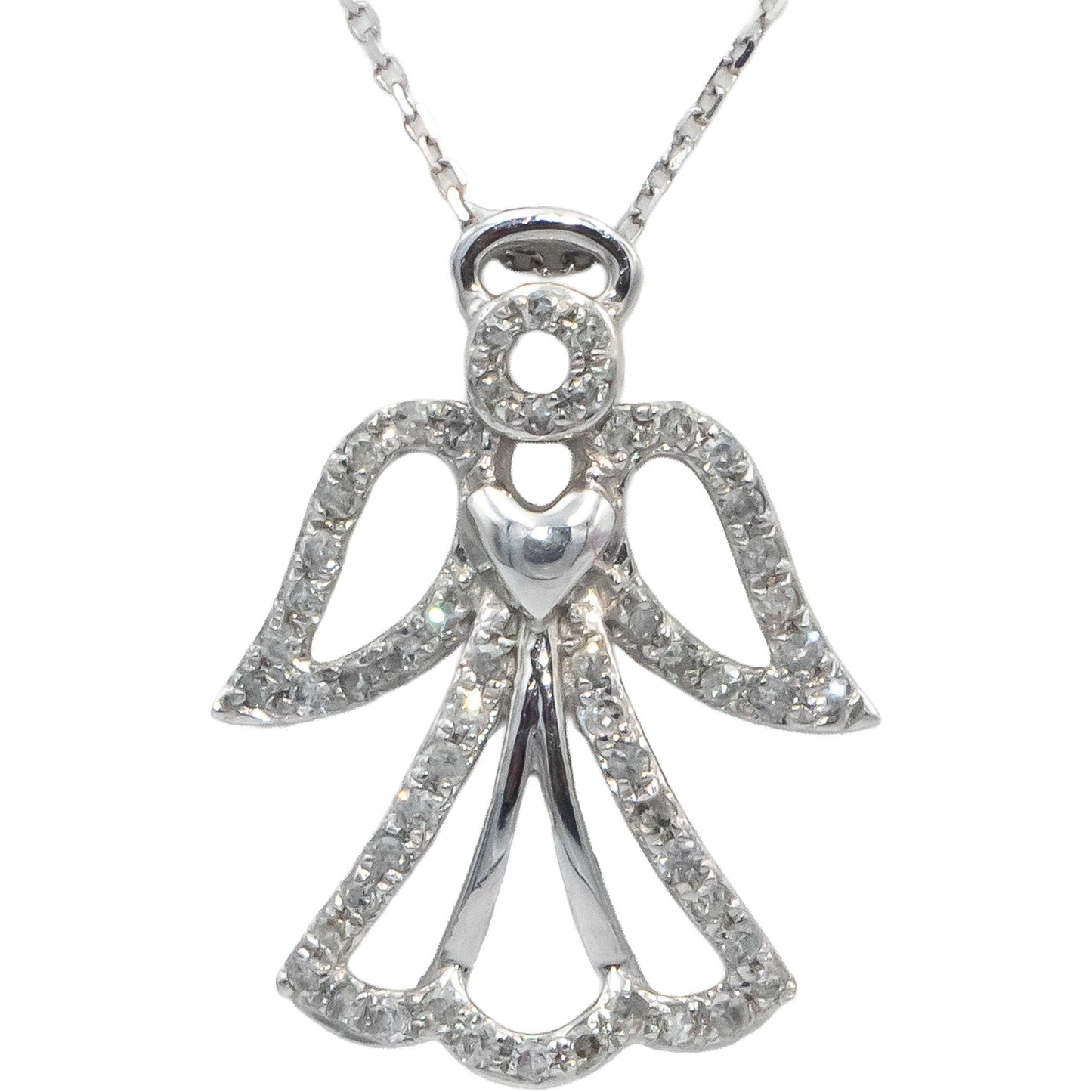 10k White Gold Jewelry Round Diamond Angel Pendant Necklace Chain 0.20CT