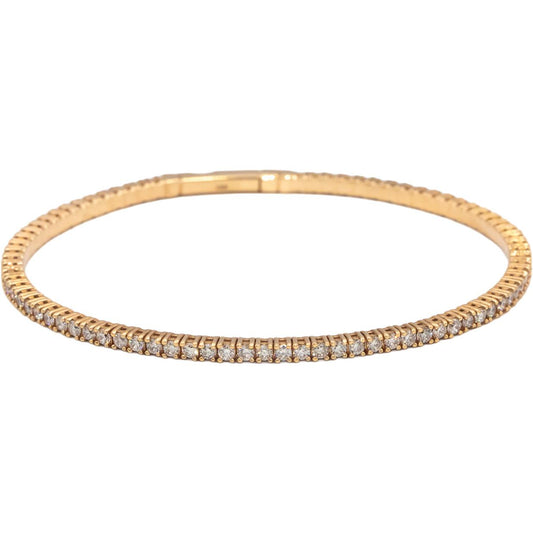 Round Diamond 18k Rose Gold Flexible Bangle Bracelet 2.33CT