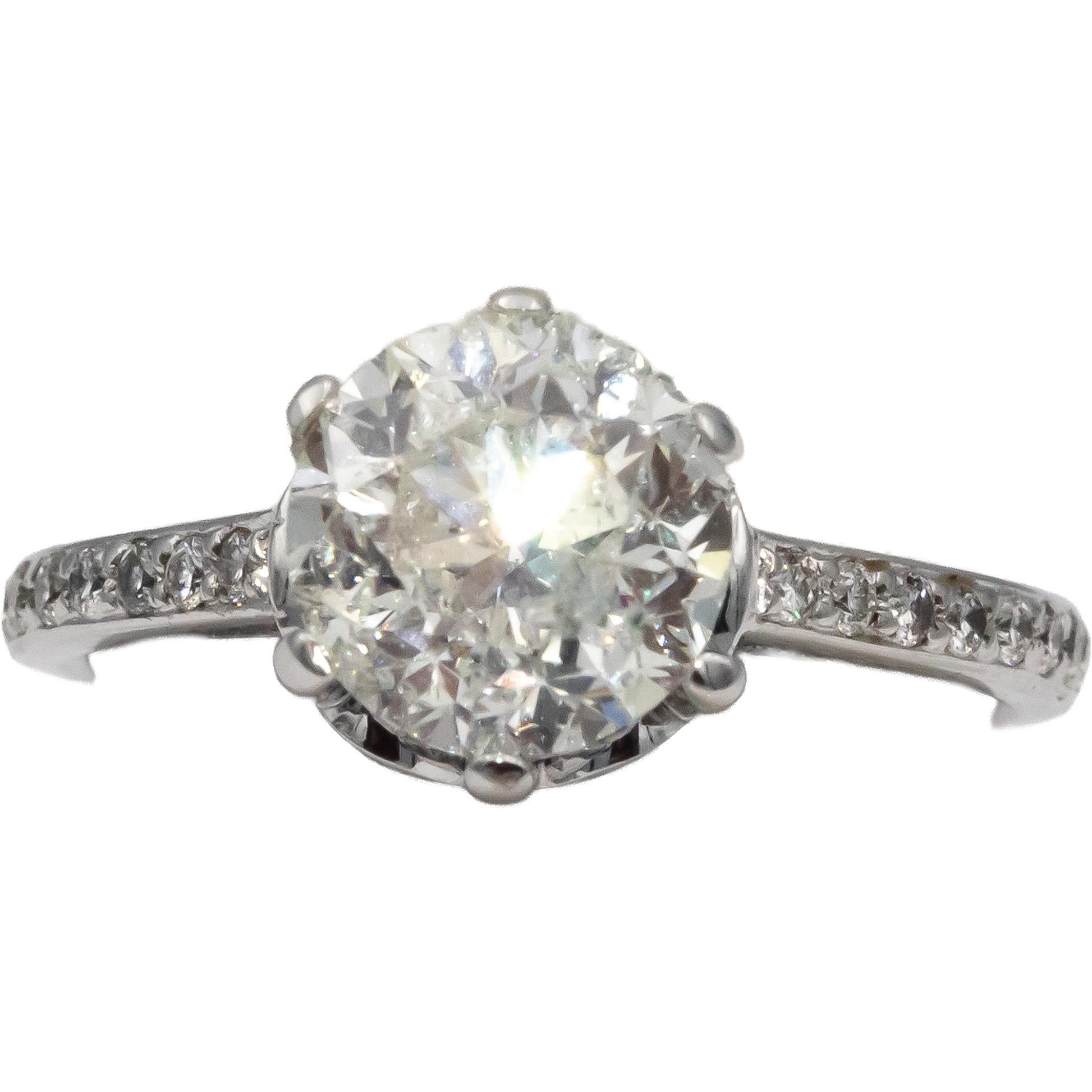 18k White Gold Round Diamond Engagement Wedding Ring 2.17CT w/ 2.01CT Center