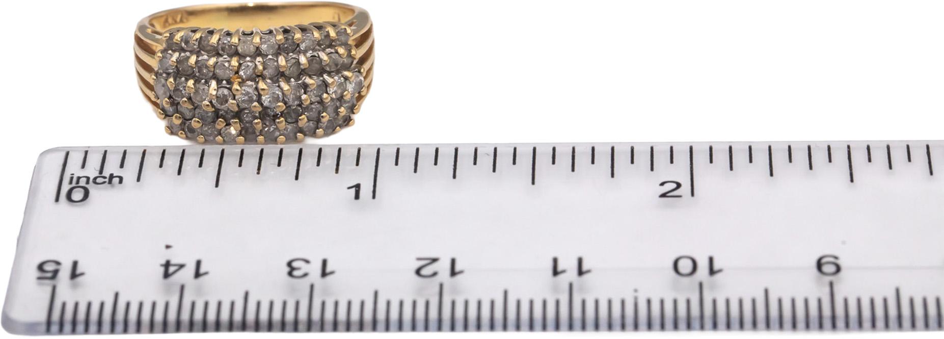 14k Yellow Gold Round Diamond Cluster Cocktail Ring 1.0CT Size 7