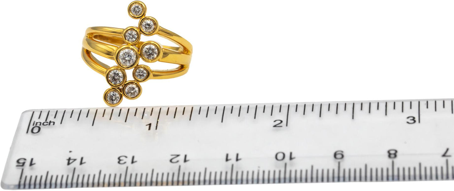 14k Yellow Gold Round Bezel Set Diamond Cocktail Ring 0.82CT Size 9