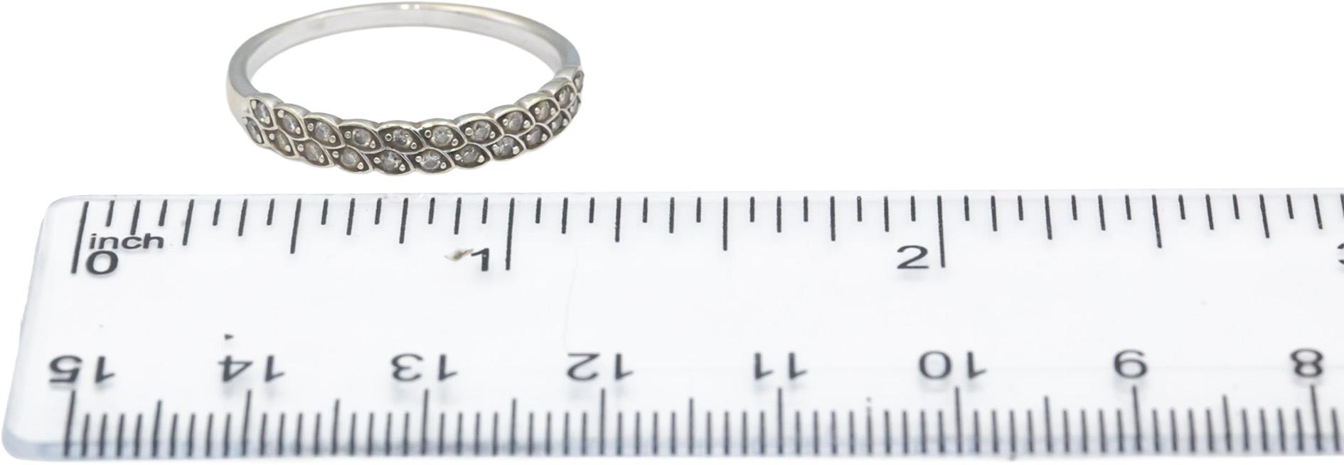 10k White Gold Round Diamond Two Row Band Ring 0.20CT Size 9