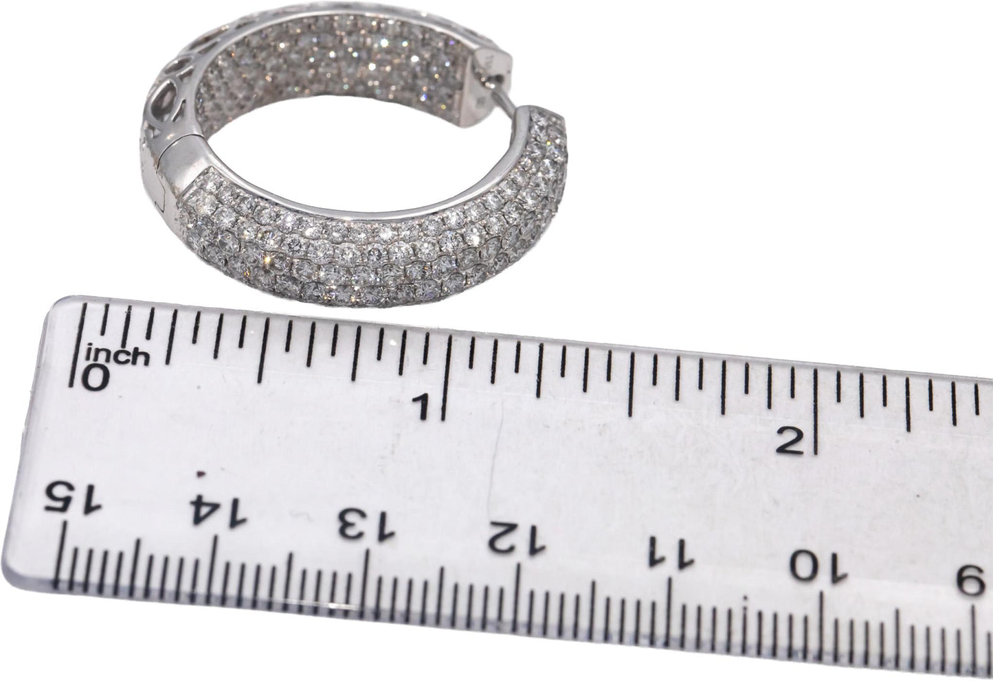 18k White Gold VS Round Diamond Inside Out Cluster Hoop Earrings 9.50CTW