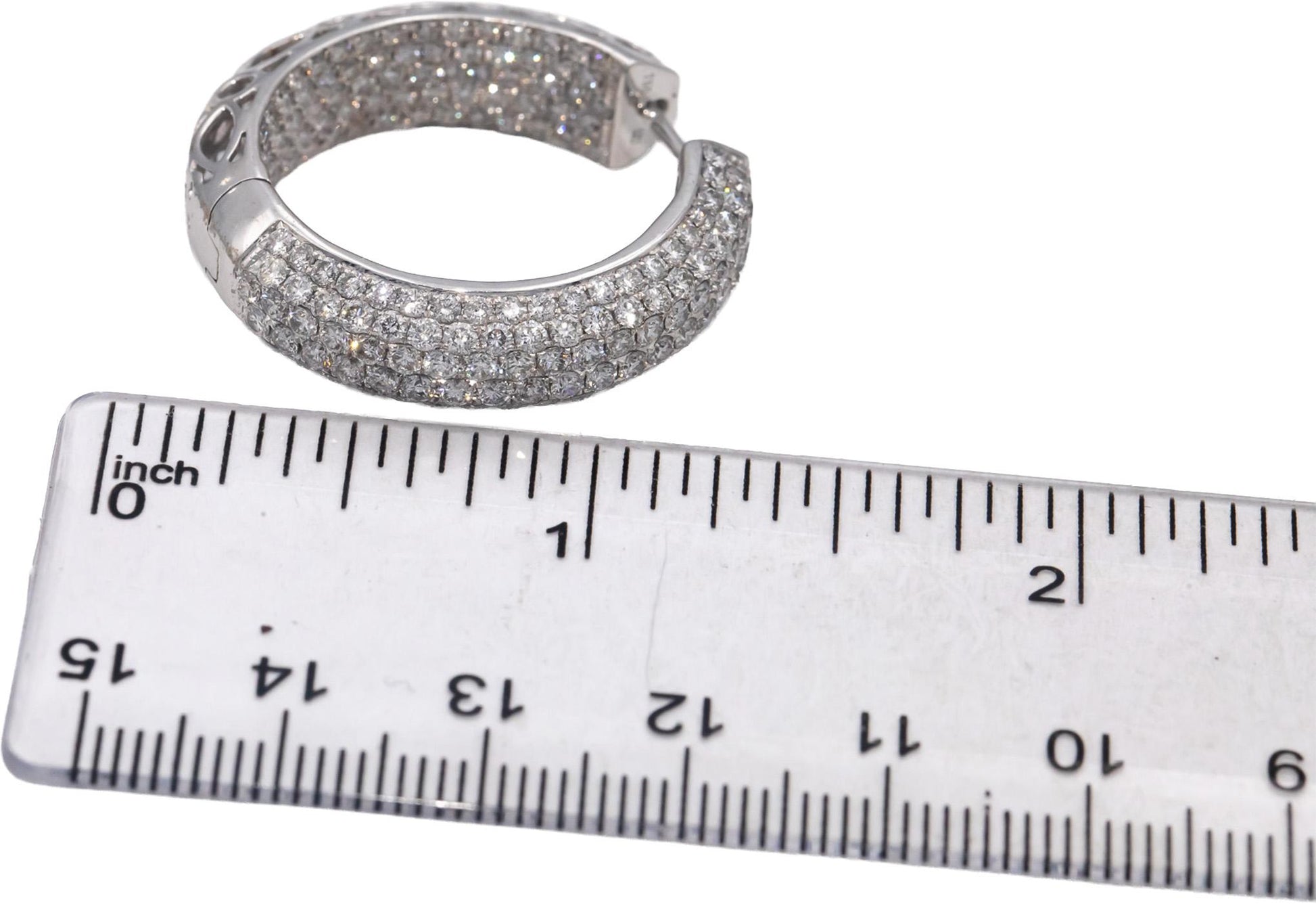 18k White Gold VS Round Diamond Inside Out Cluster Hoop Earrings 9.50CTW