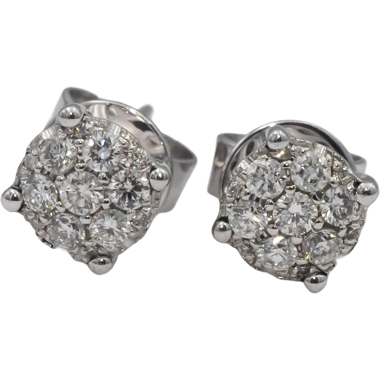 18k White Gold VS Round Diamond Cluster Stud Earrings 0.33CTW