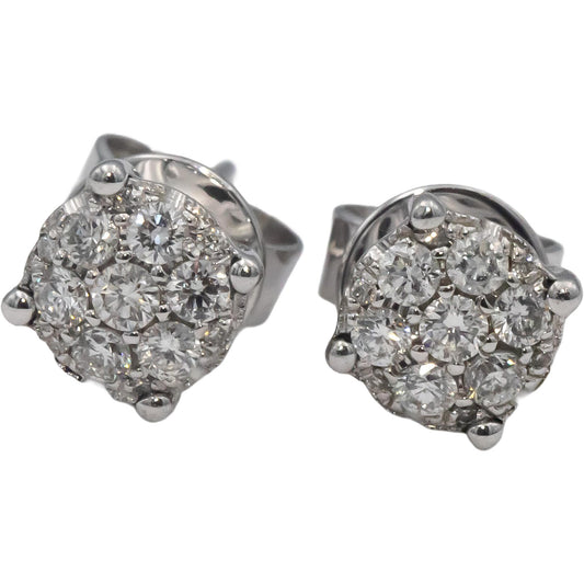 18k White Gold VS Round Diamond Cluster Stud Earrings 0.33CTW
