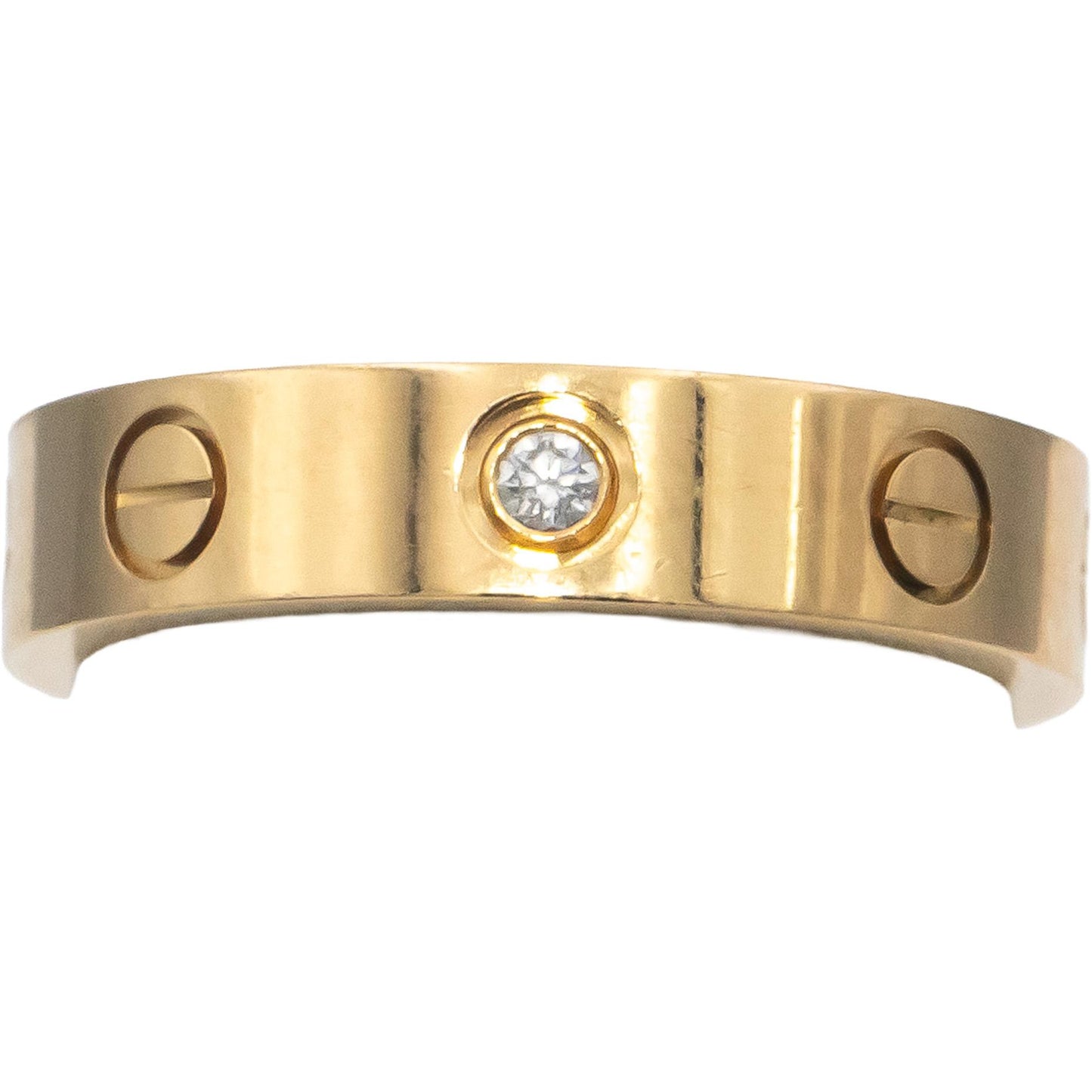 CARTIER 18k Gold Diamond Love Screw Motif 4mm Ring .02CT Size 48 $2640