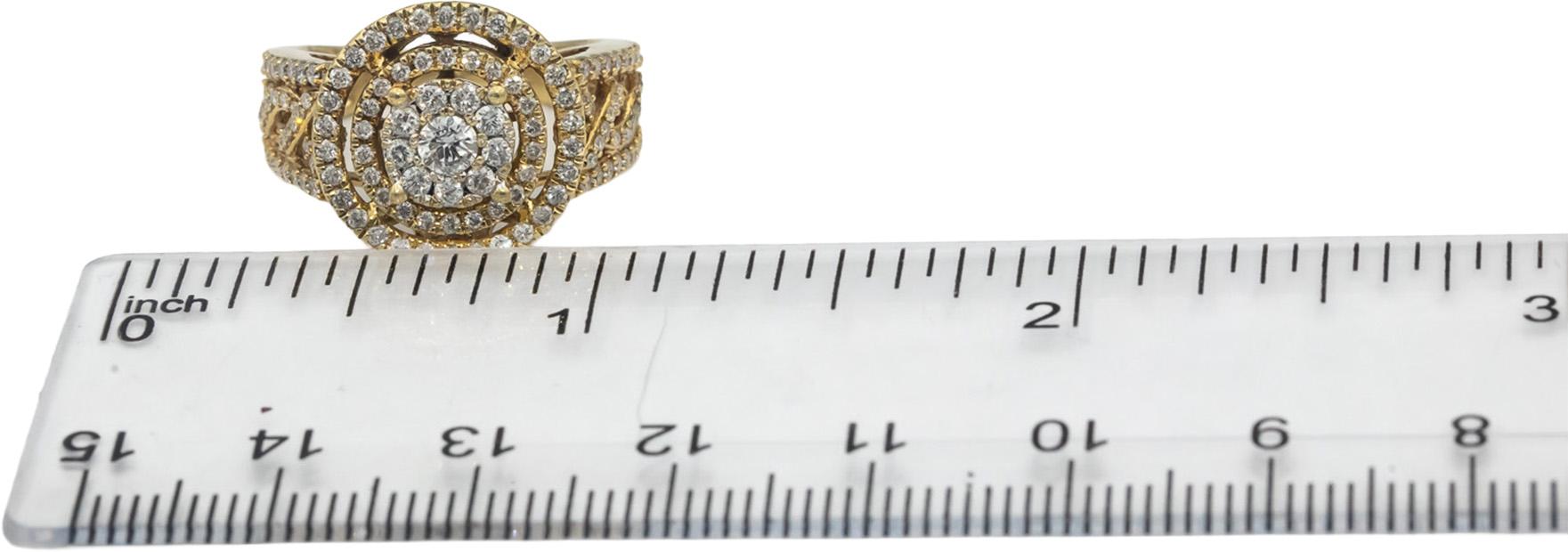 10k Yellow Gold Round Diamond Cluster Cocktail Ring 1.0CT Size 5