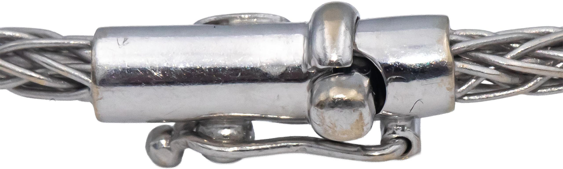 ROBERTO COIN 18k White Gold Round VS Diamond Station Woven Bangle Bracelet .10CT