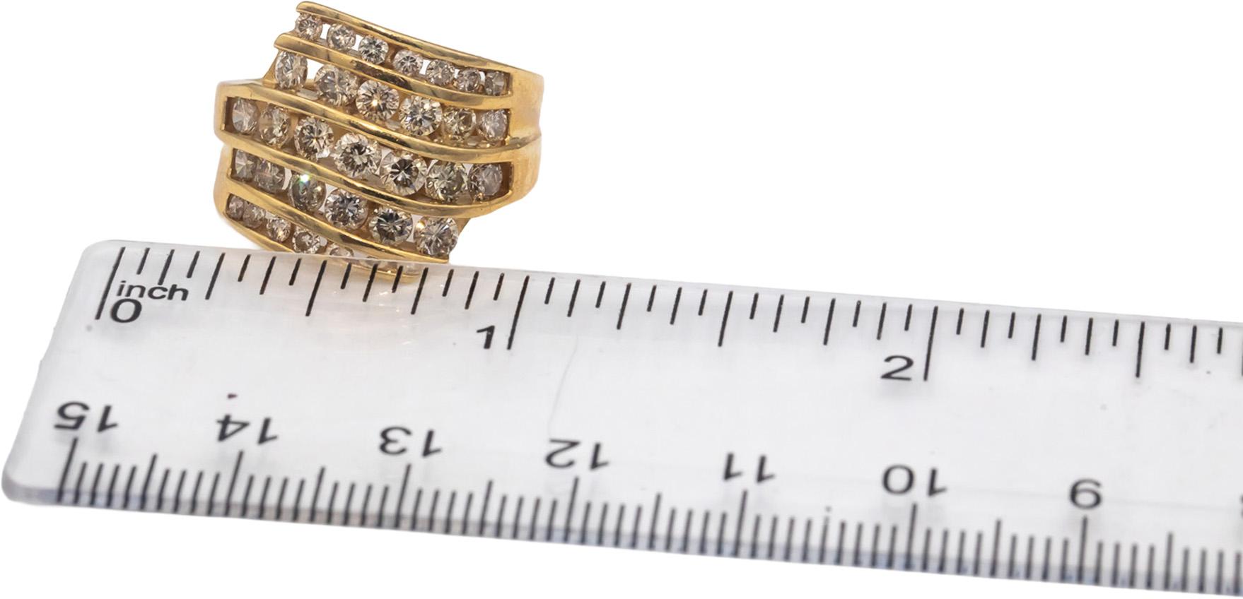 14k Yellow Gold Round Channel Set Diamond Cocktail Ring 1.75CT Size 7