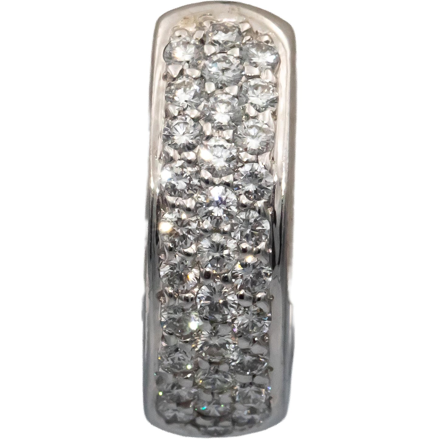 14k White Gold VS Round Diamond Hoop Huggie Earrings 1.35CT