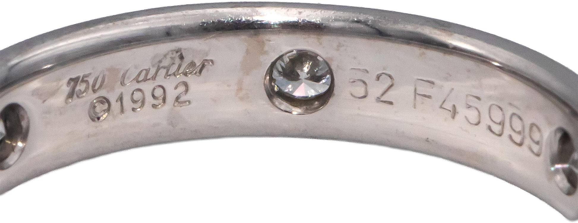 CARTIER 18k White Gold VS Round Diamond Stella Band Ring .25CT Size 6 Euro 52