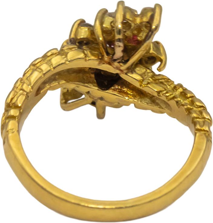 18k Yellow Gold Round Ruby and Diamond Cocktail Ring 0.50CT Size 5.5