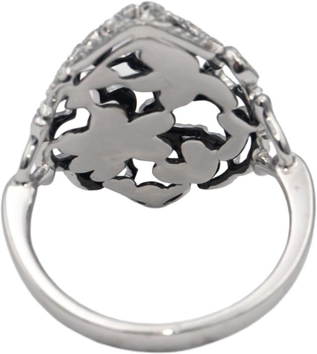 14k White Gold Round Diamond Openwork Cocktail Ring 0.20CT Size 6.5