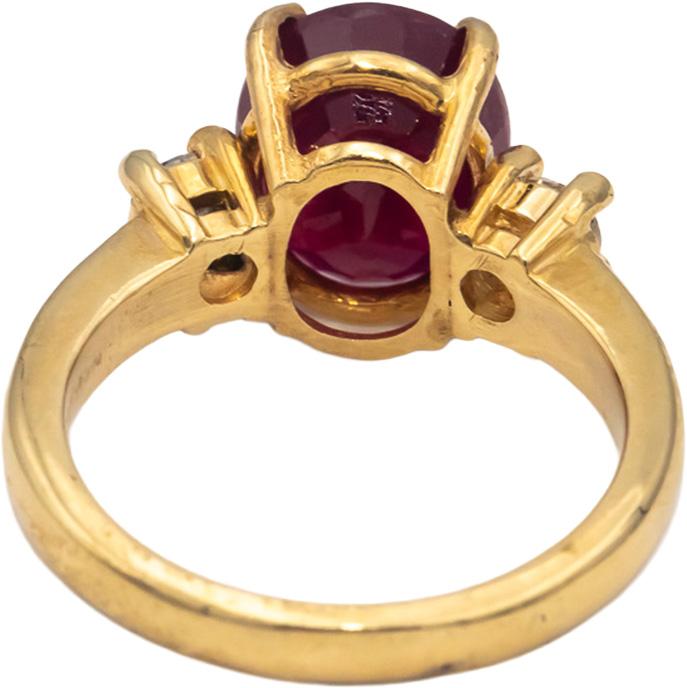 14k Yellow Gold Oval Ruby Round Diamond Cocktail Ring 4.93CTW Size 7