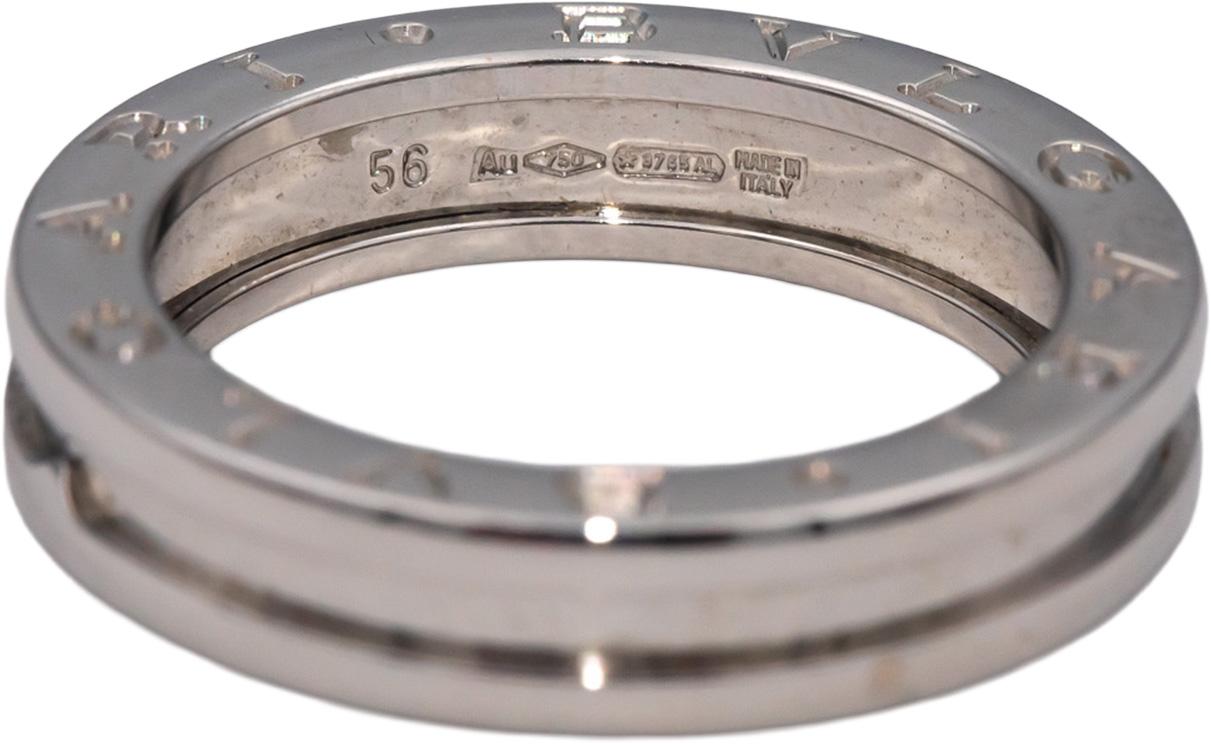 BVLGARI Designer 18k White Gold B.zero1 Band Ring Size 7.75 Euro Size 56
