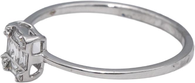 18k White Gold VS Emerald & Round Diamond Band Ring 0.20CT Size 7