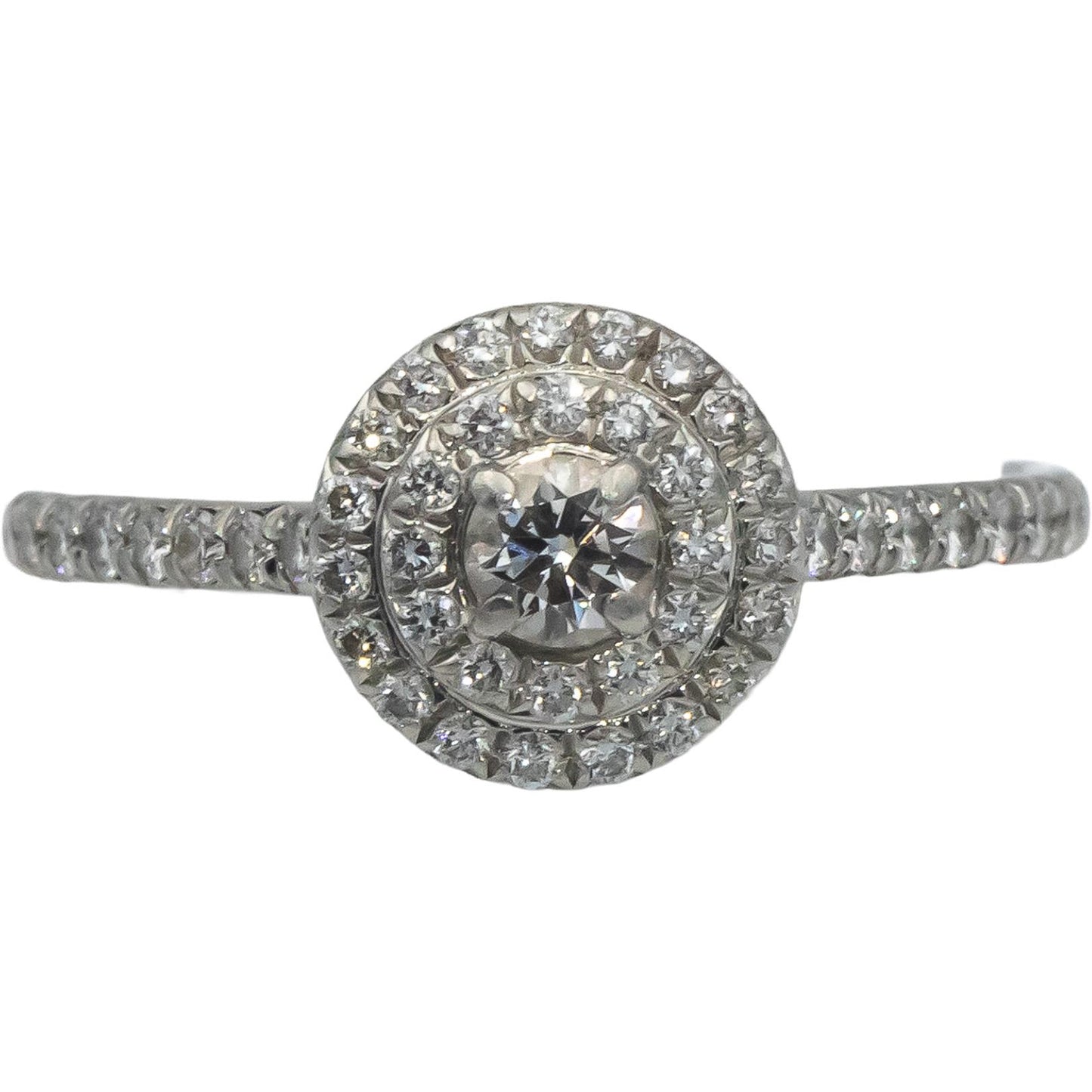 TIFFANY & CO. Platinum Diamond Soleste Double Halo Ring 1.0CT w/ .25CT Center