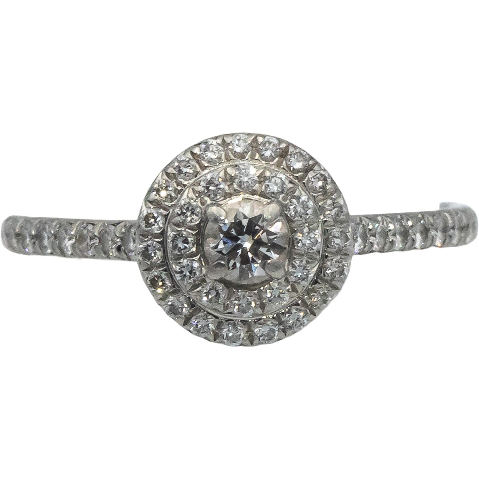 TIFFANY & CO. Platinum Diamond Soleste Double Halo Ring 1.0CT w/ .25CT Center