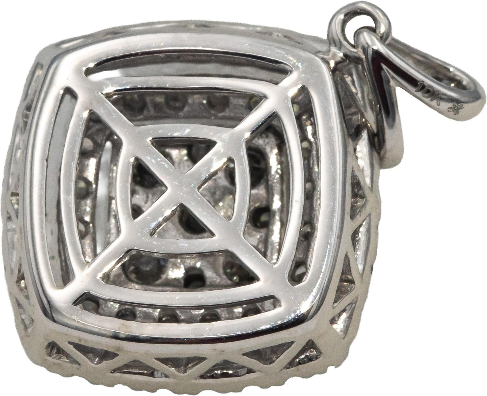 10k White Gold Round Diamond Cluster Pendant 1.33CT