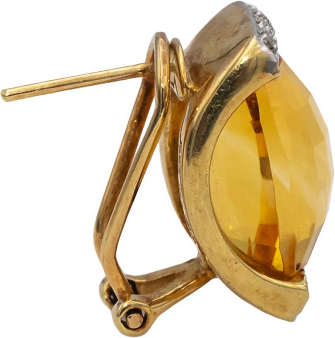 14k Yellow and White Gold Citrine and Diamond Earrings 13.08CTW