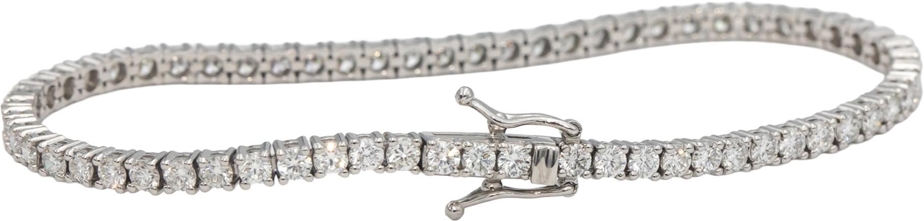 14k White Gold VS Round Diamond Tennis Bracelet 4.37CT