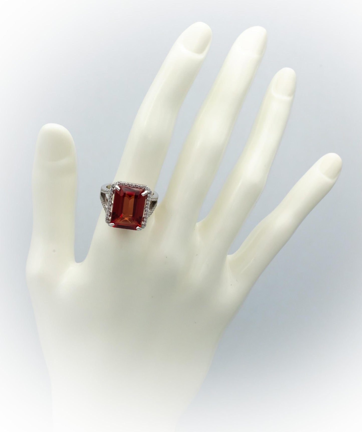 GIA Certified 18k White Gold Lab-Grown Sapphire & Diamond Ring 14.02CT Size 6.5