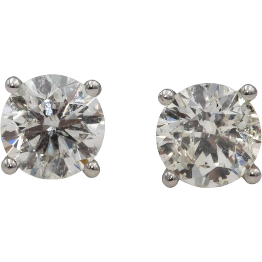 14k White Gold Round Diamond Stud Earrings 1.81CT