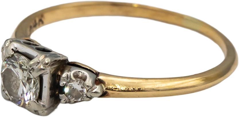 14k Yellow & White Gold Diamond Engagement Ring .50CT w/ 0.44CT Center Size 7.75