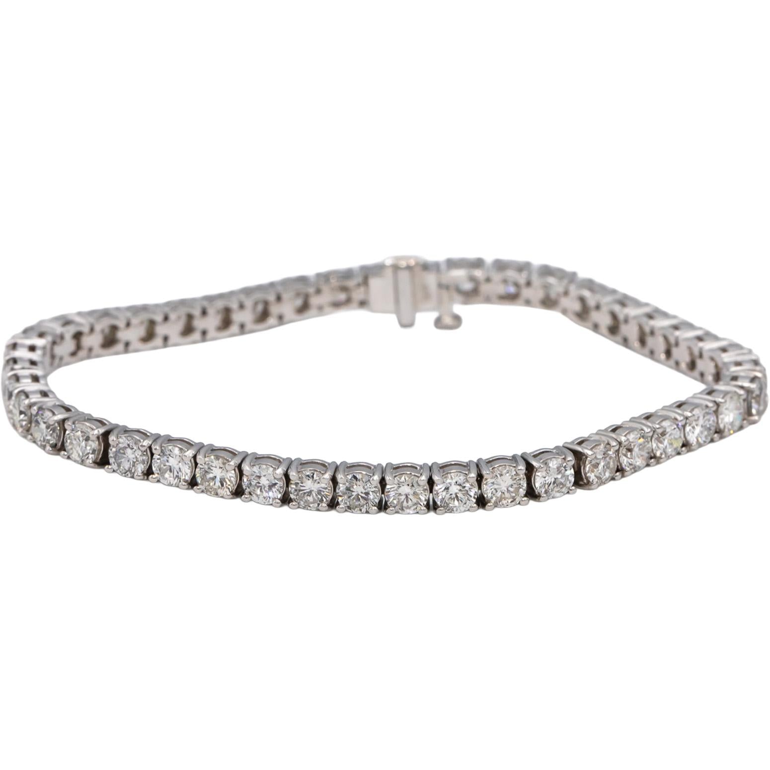 14k White Gold Round Diamond Tennis Bracelet 8.76CT