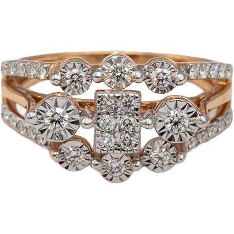 18k Rose Gold Round Diamond Cocktail Ring 0.50CT Size 6.5