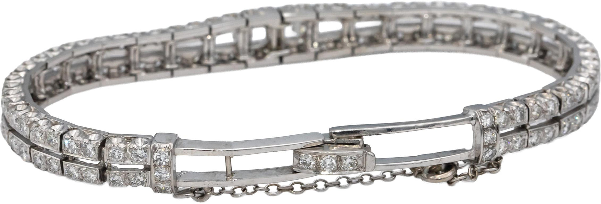 Vintage Antique Platinum VS Round Diamond Double Row Bracelet 3.50CT